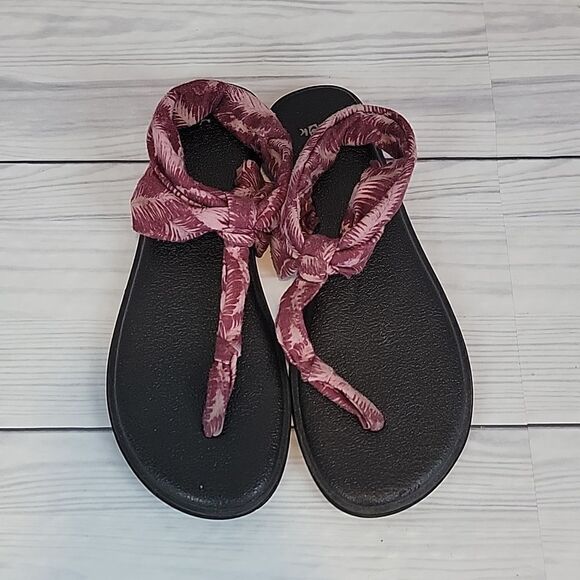 Sanuk yoga sling Ella print collection cotton sandals Women's Size 8 - Picture 2 of 8
